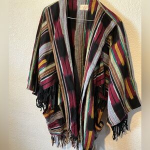 Southwestern Print Poncho Shrug Cardigan